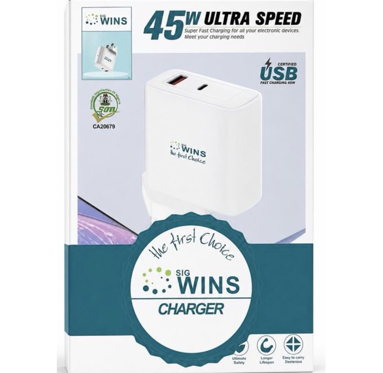 WINS Charger 45W Ultra Speed – Fast Charging Power Adapter